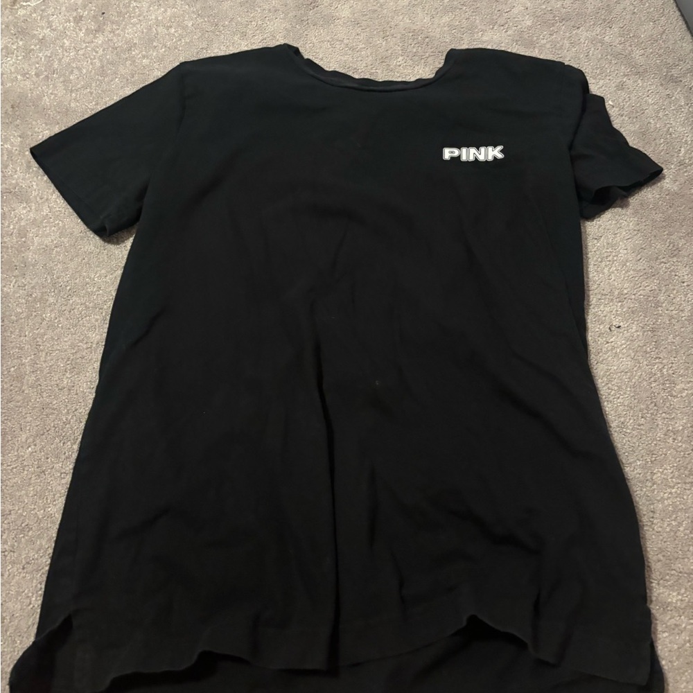 PINK Victoria's Secret Black Tee with White Logo